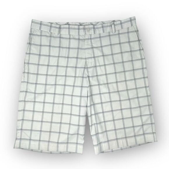 Nike White Black Gray Check Performance Golf Shorts 487306 Men’s Size 36 Flawed - Picture 1 of 11
